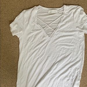 white cross neckline t-shirt